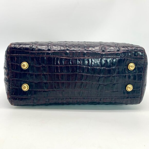 Brahmin Mini Asher Melbourne Brown Croc Embossed Leather Satchel - Picture 5 of 11